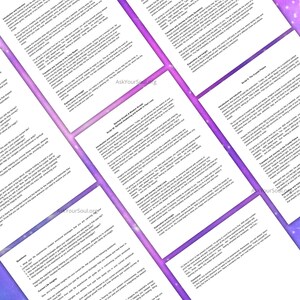May include: A purple and white printable guide with the title "Script 3: Spiritual Growth & A Woman's Soul Line" and text about the journey to the feminine, traditions and family, expansion and insight, and the crystal pulse.