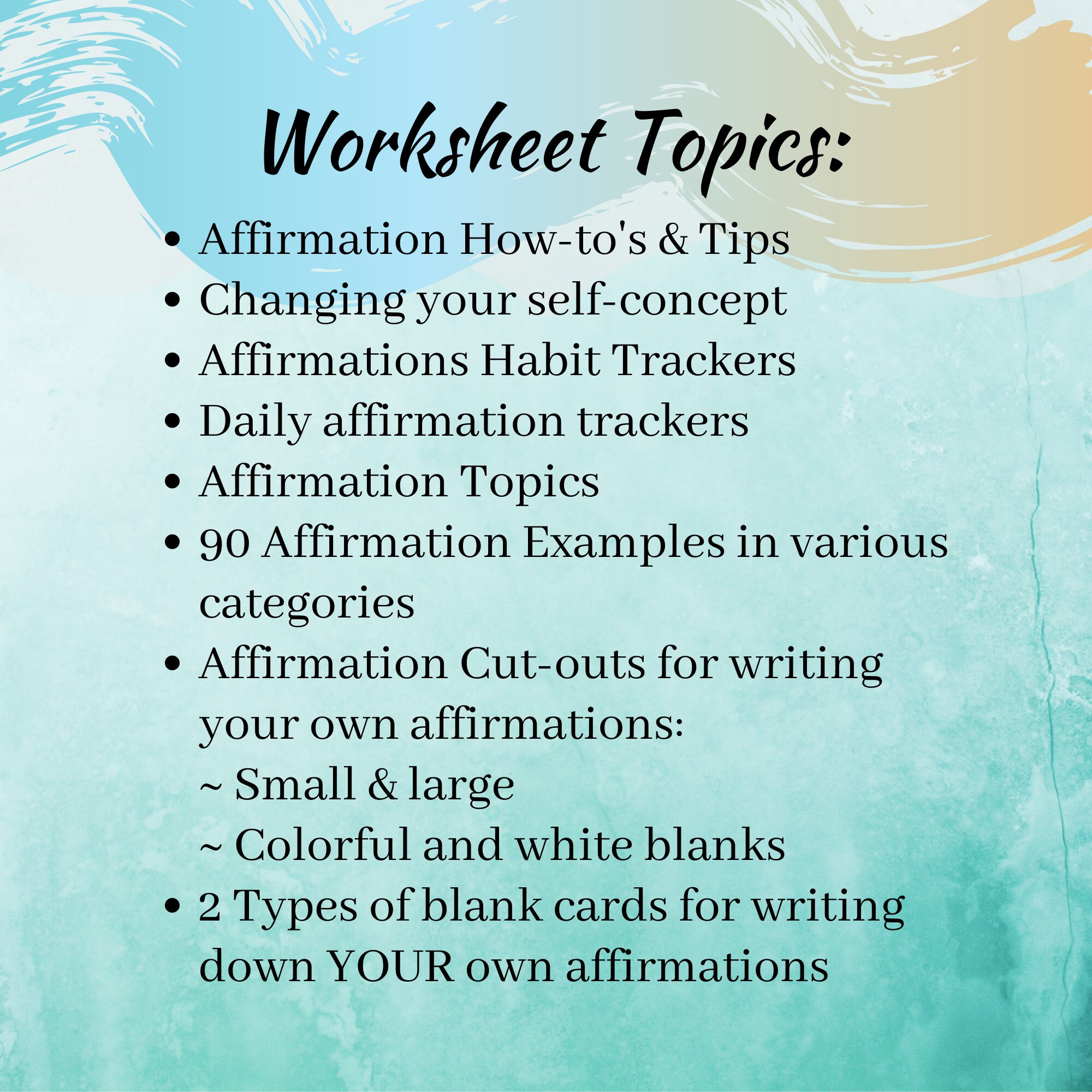 Affirmation Worksheets PRINTABLE Law of Attraction Affirmation Tracker ...