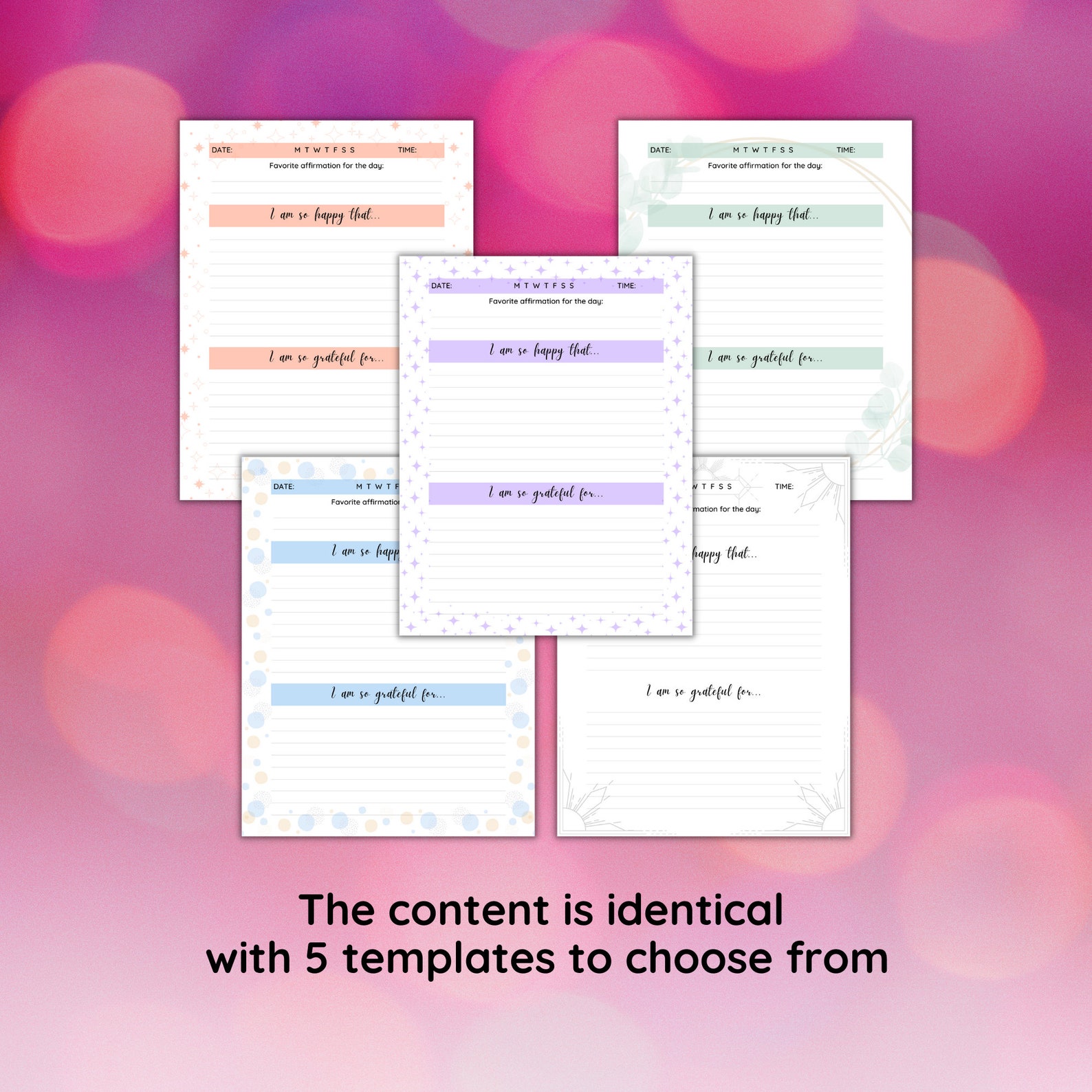 PRINTABLE Daily Affirmation & Manifestation Journal Template Happy and PRINTABLE Daily Affirmation & Manifestation Journal Template Happy and