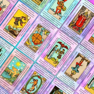 PRINTABLE Rider-waite Tarot Cards With Keywords PDF Galaxy Background ...