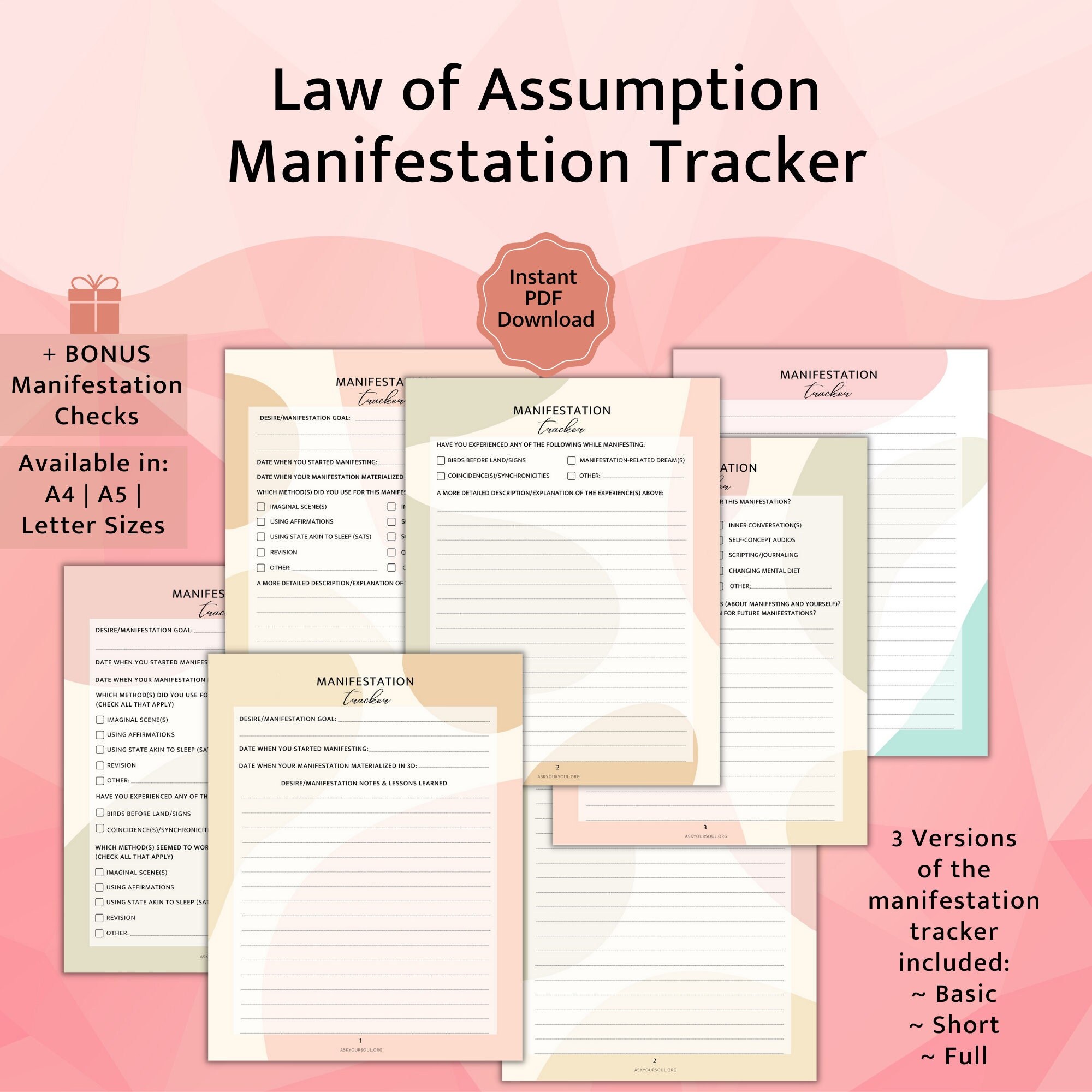 PRINTABLE Law of Assumption Manifestation Tracker | Manifestation ...