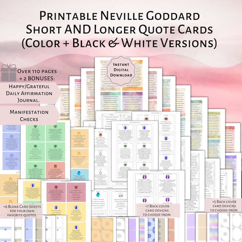PRINTABLE Neville Goddard Short & Long Quote Cards | Law of Assumption ...