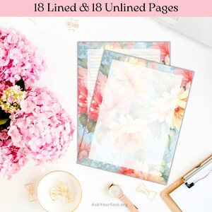 PRINTABLE Floral Journal Pages Lined Unlined Shabby Roses - Etsy