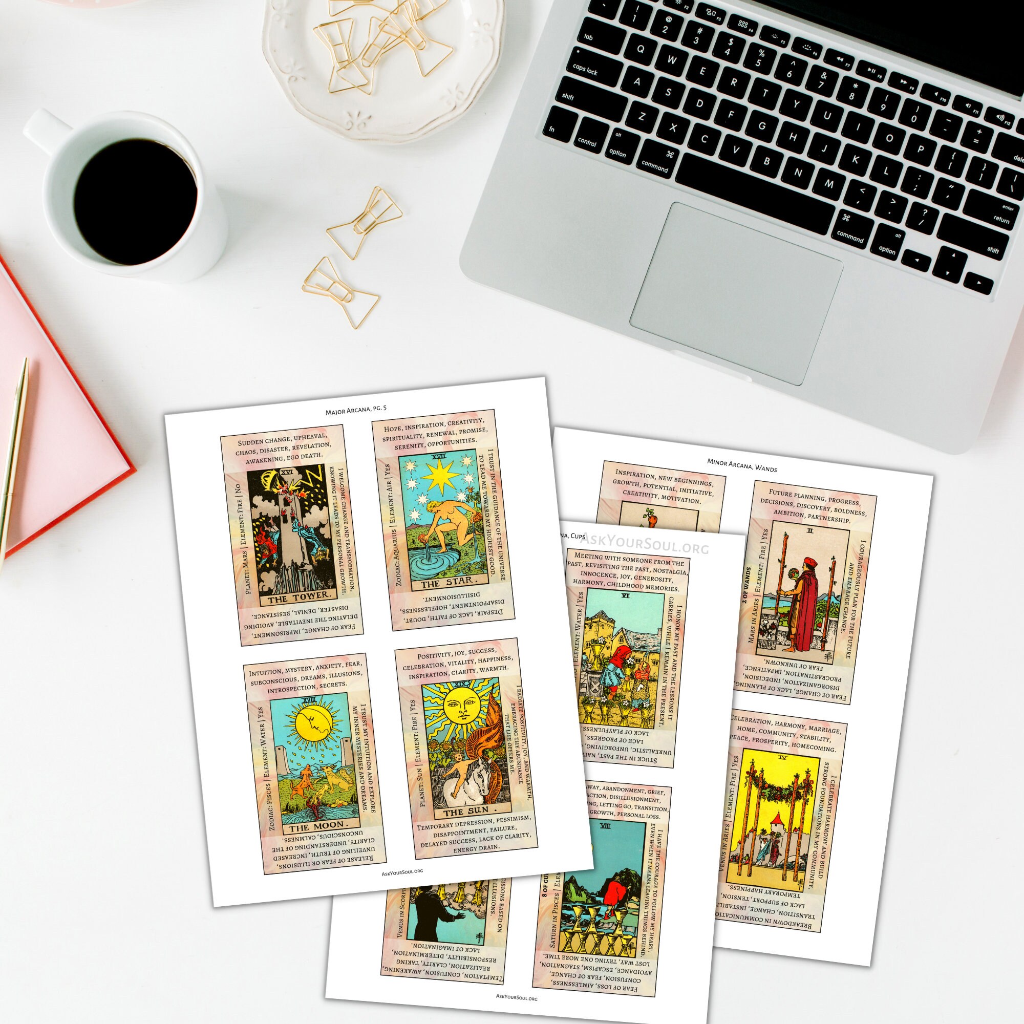 PRINTABLE Rider-waite Tarot Cards With Keywords PDF Upright and ...