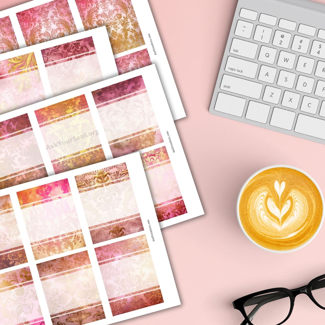 PRINTABLE Blank Damask Cards PDF Digital Pink Affirmation Cards and ...