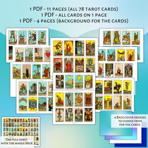 PRINTABLE Rider-waite Tarot Cards color Printable Card Deck PDF Tarot ...