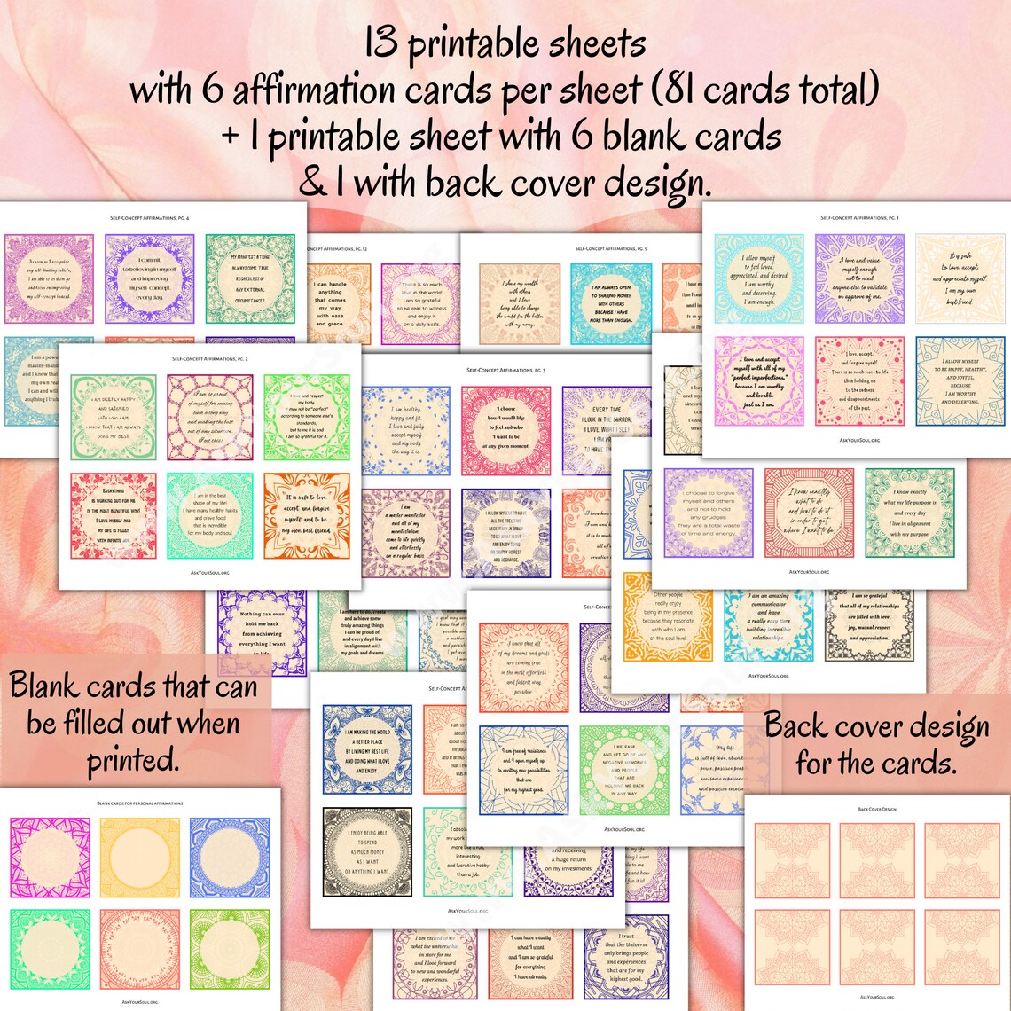PRINTABLE Mandala Self-concept Affirmations Positive Affirmation Cards ...