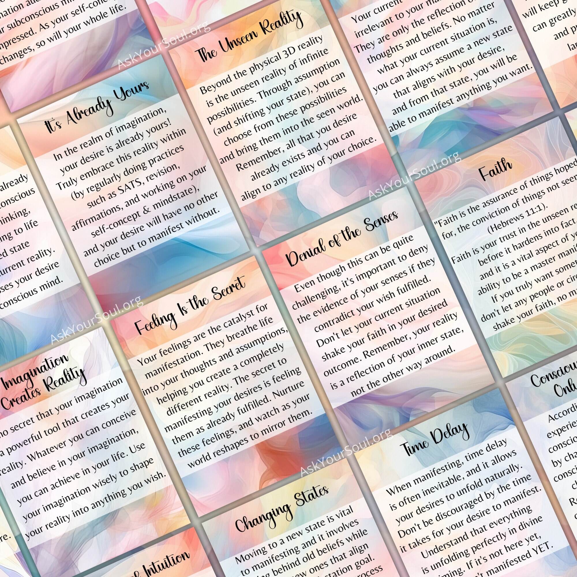 PRINTABLE Law of Assumption Cards Colorful Neville Goddard ...