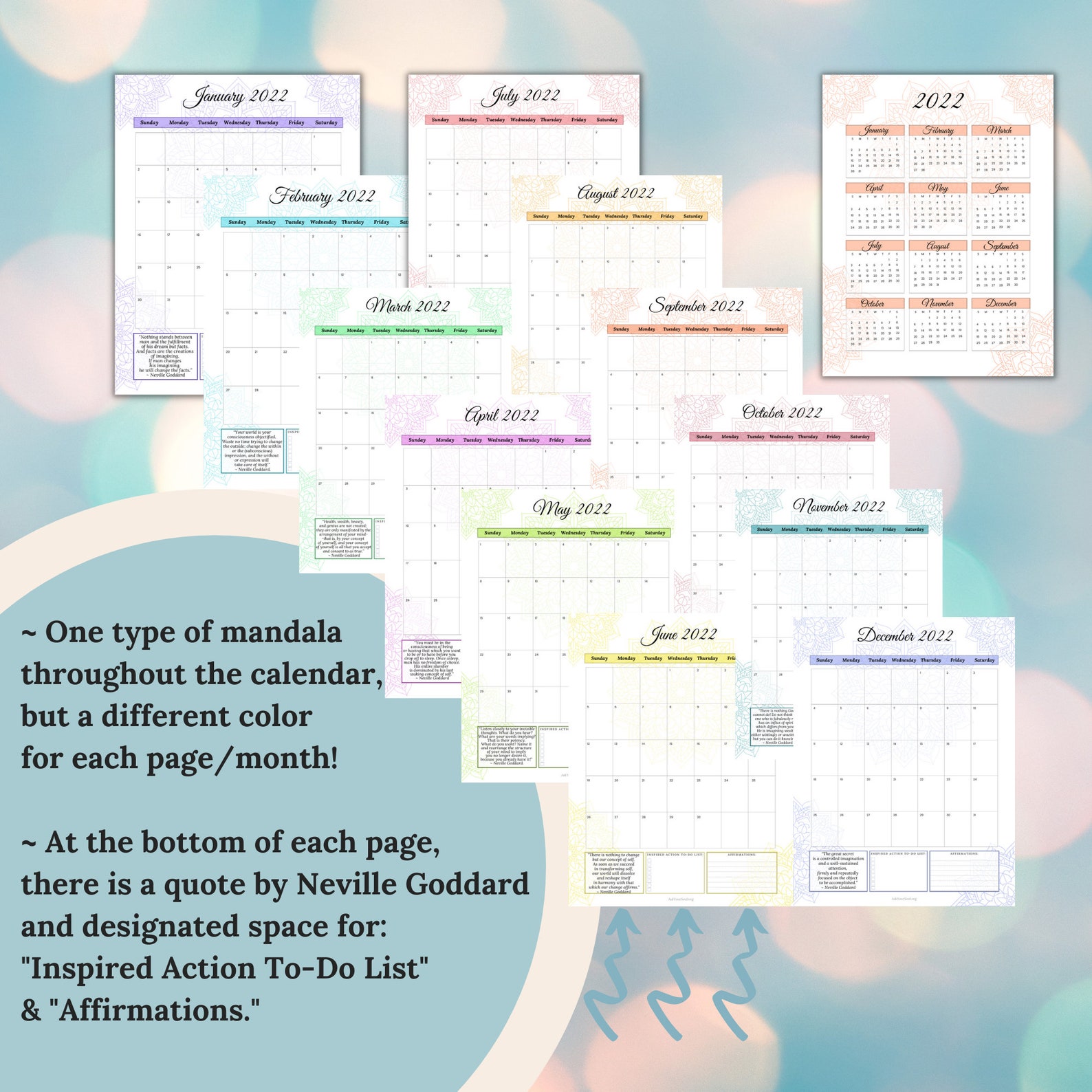 PRINTABLE Monthly Calendar 2022 With Neville Goddard s Etsy