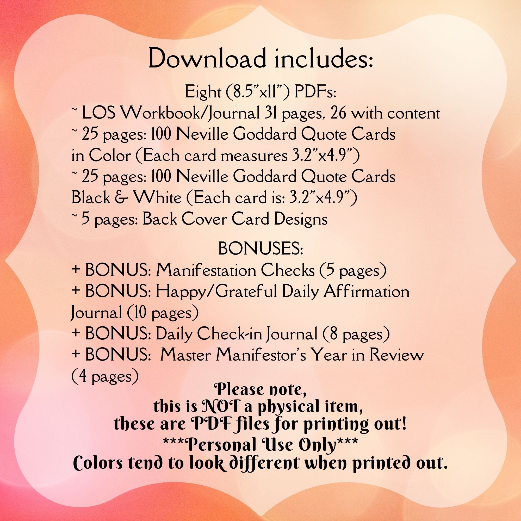 PRINTABLE Neville Goddard Long Quote Cards & Law of Assumption Workbook ...