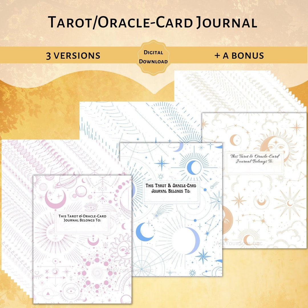 PRINTABLE Tarot &amp; Oracle Card Journal Daily, Weekly, Monthly Card Reading Tracker Divination ...