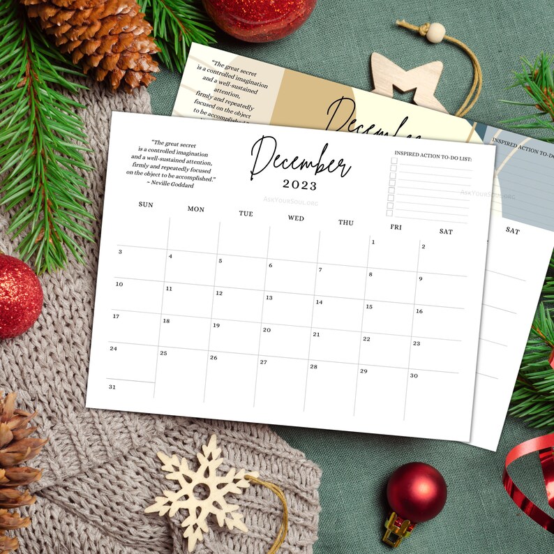 PRINTABLE 2023 Boho Neville Goddard Quotes Calendar Minimalist Calendar
