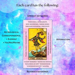 PRINTABLE Rider-waite Tarot Cards With Keywords PDF Galaxy Background ...