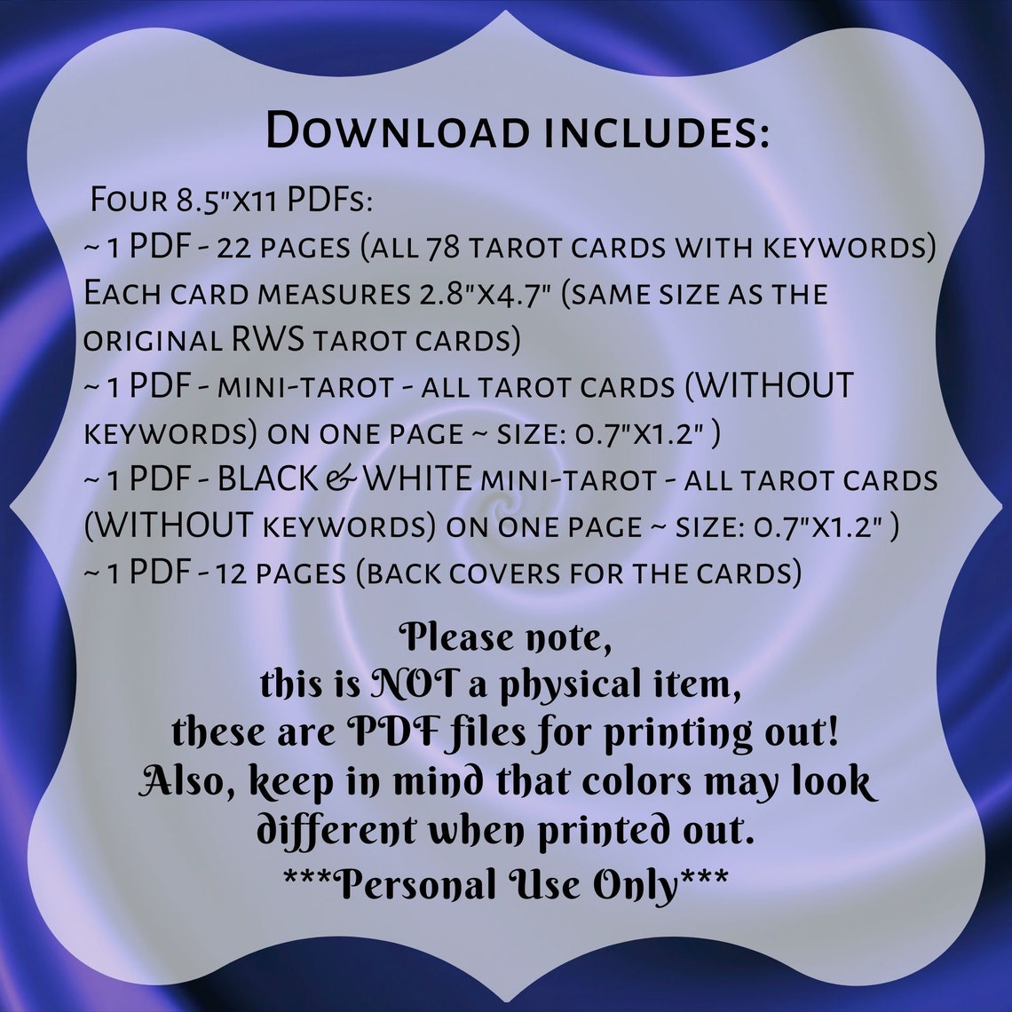 PRINTABLE Rider-waite Tarot Cards With Keywords PDF Upright and ...
