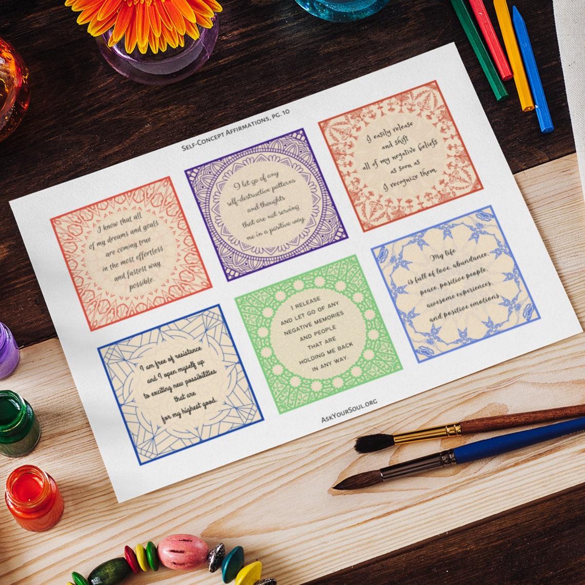 PRINTABLE Mandala Self-concept Affirmations Positive Affirmation Cards ...