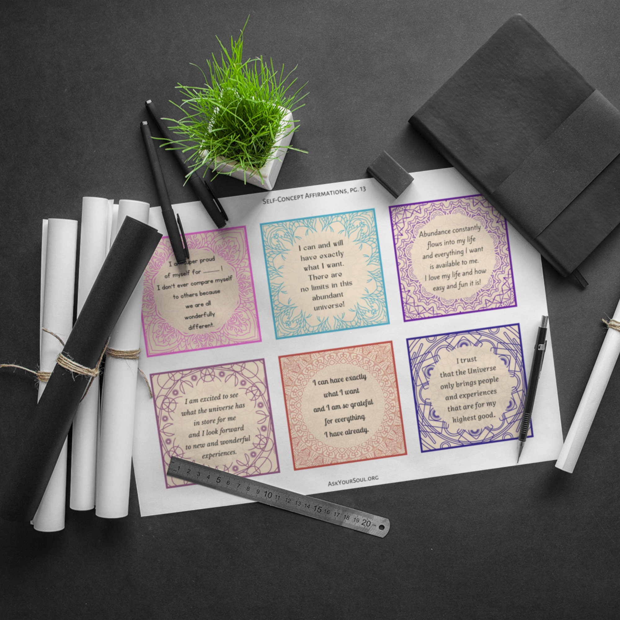 PRINTABLE Mandala Self-concept Affirmations Positive Affirmation Cards ...