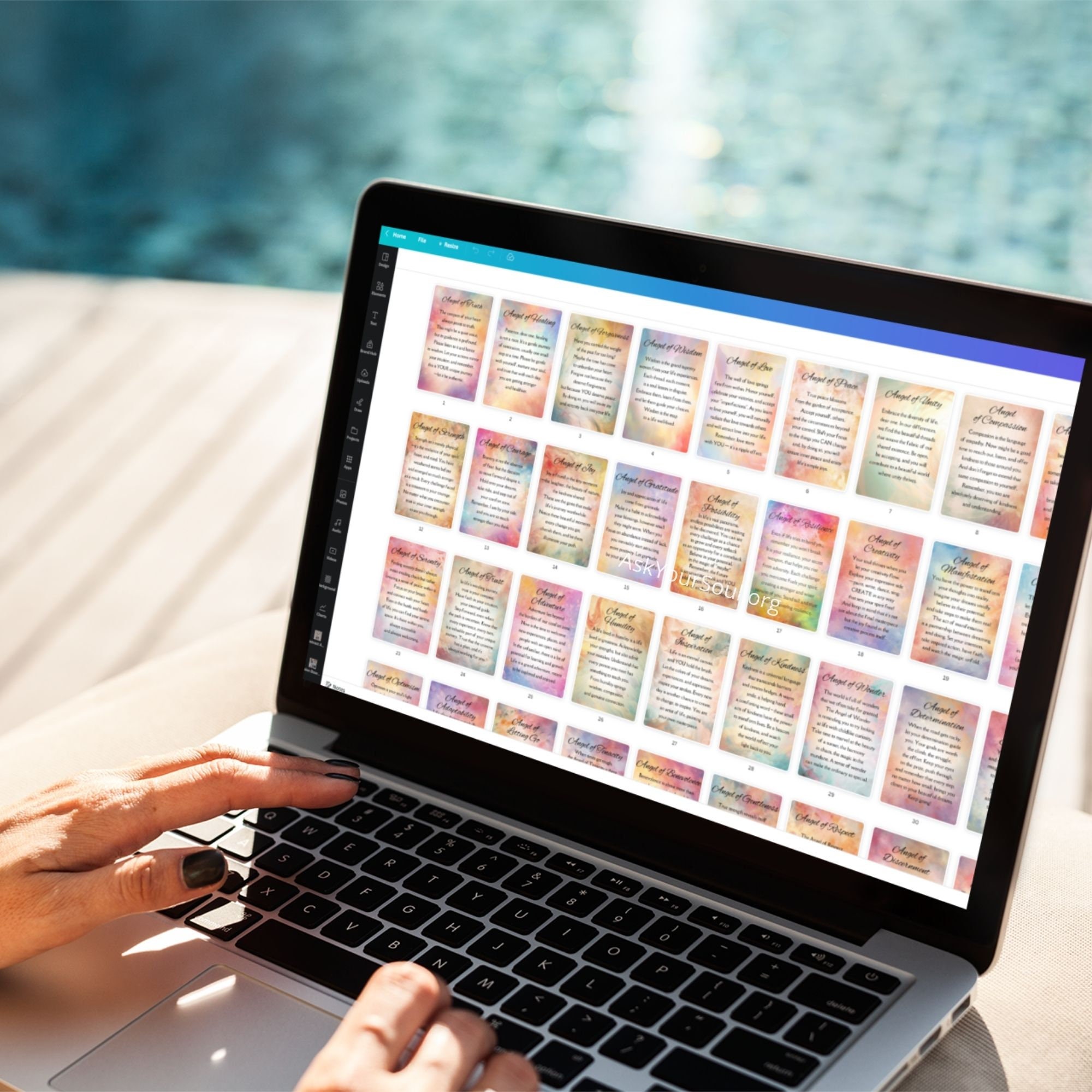50 Editable Angel Oracle Cards Colorful Canva Template Commercial and ...