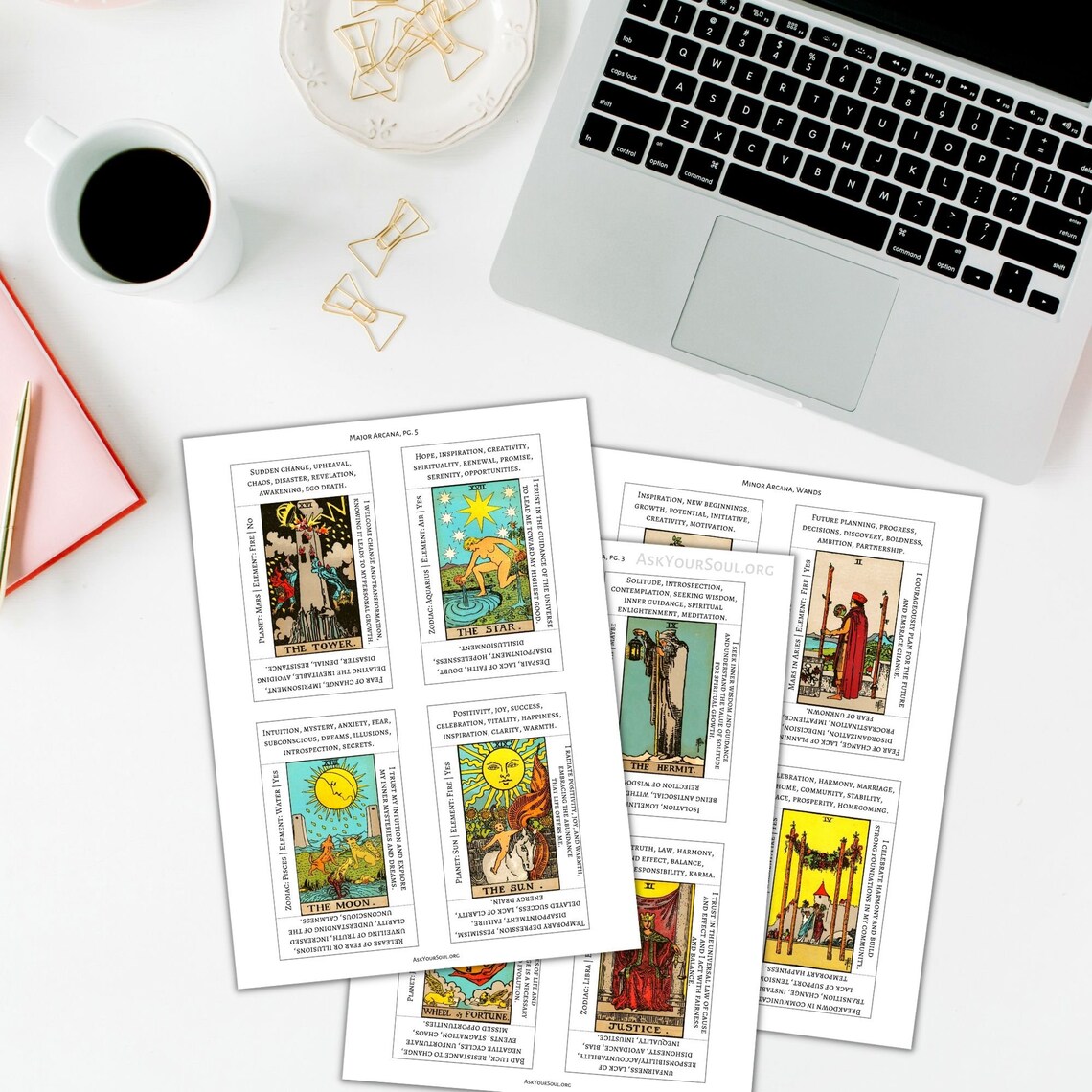 PRINTABLE Rider-waite Tarot Cards With Keywords PDF Upright and ...