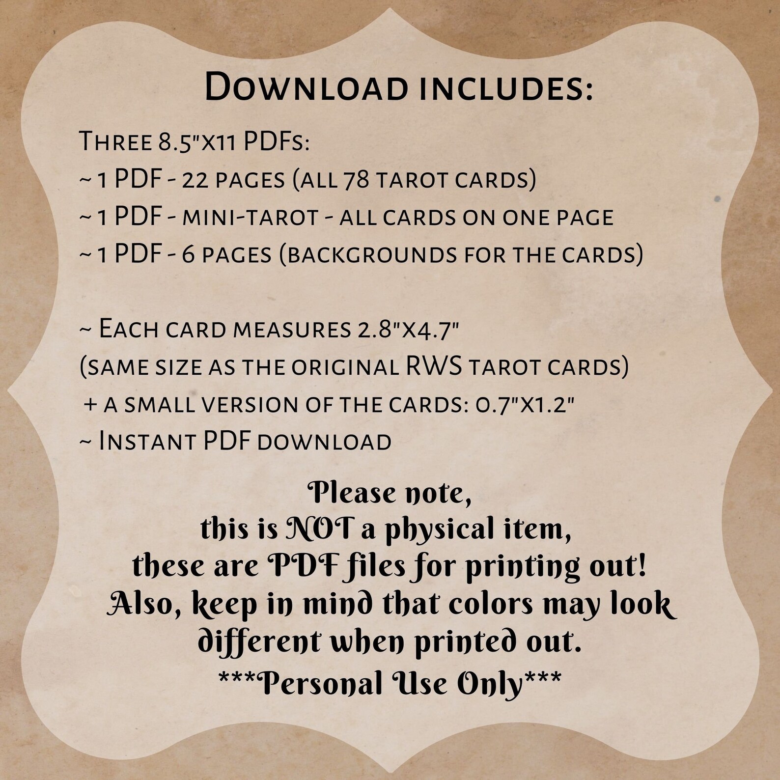PRINTABLE Rider-waite Tarot Cards (vintage Background)| Printable Card ...