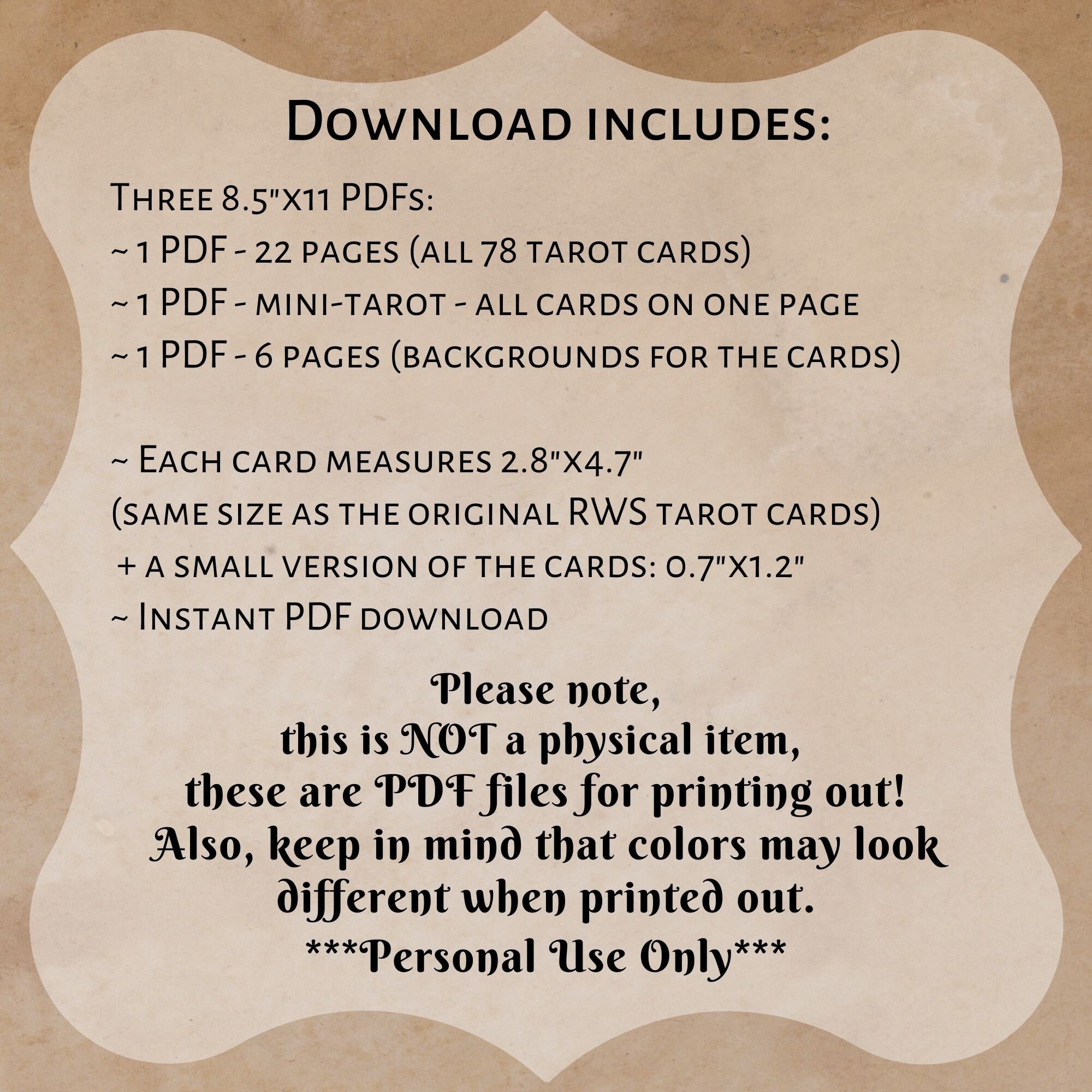 PRINTABLE Rider-waite Tarot Cards vintage Background Printable Card ...