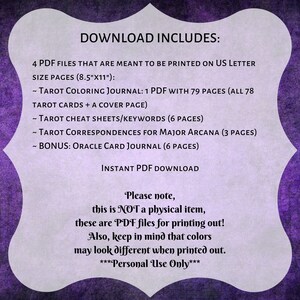 PRINTABLE Rider-waite Tarot Coloring Journal + Cheat Sheet | Adult ...