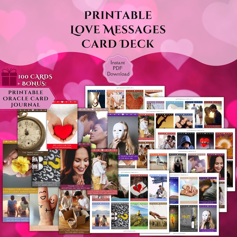 PRINTABLE Love Message Cards Love Oracle Card Deck Twinflame Messages From Your Person Love