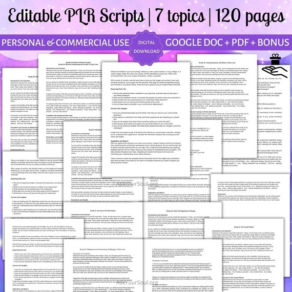 45 Editable Past Life Regression Scripts PDF Commercial & Personal Use Done for You Content Hypnosis Scripts Spiritual Business Template PLR