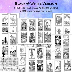 PRINTABLE Rider-waite Tarot Cards (color and Black &amp; White) | Printable ...