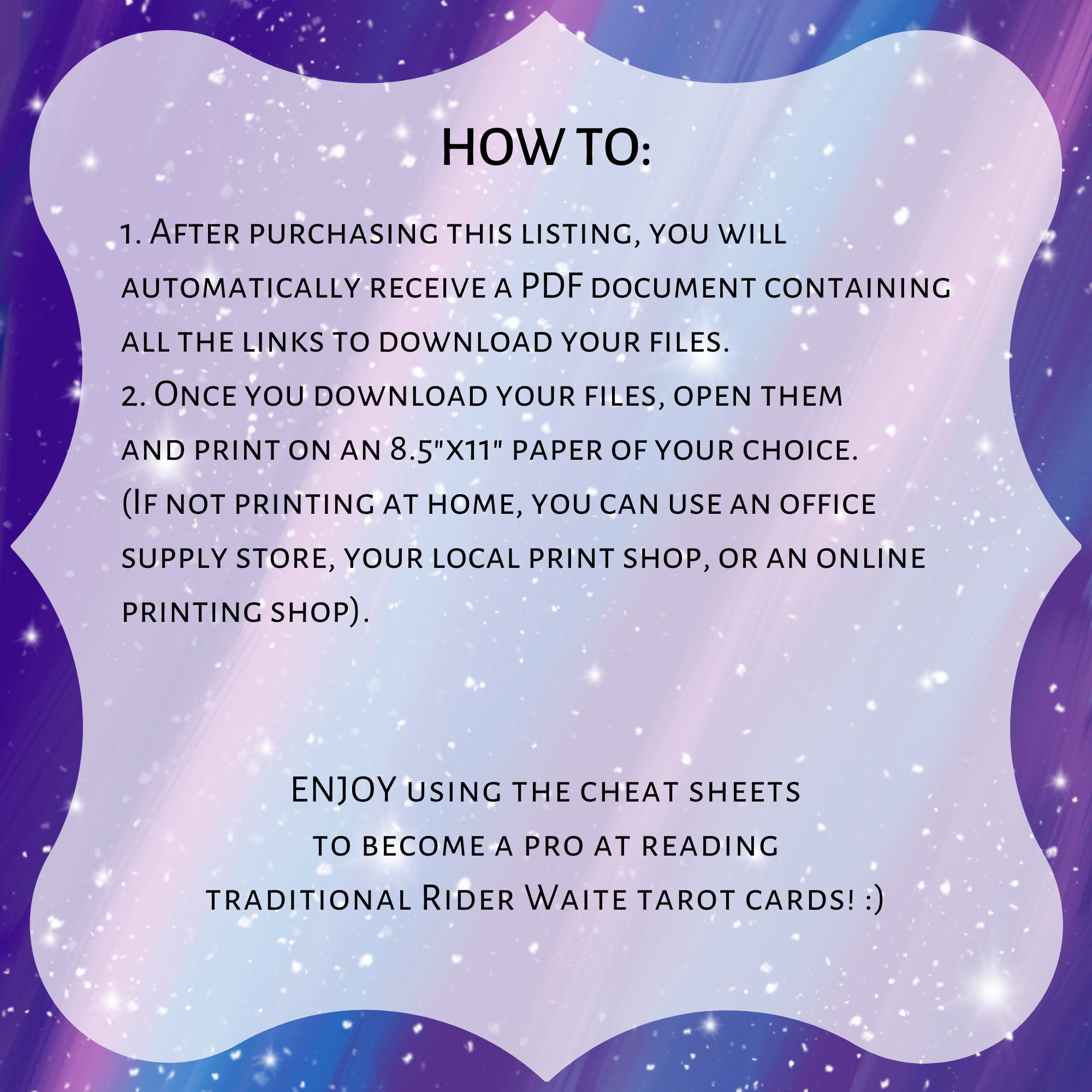 PRINTABLE Tarot Cheat Sheet &amp; Keywordsblank Version Rider Waite Smith ...