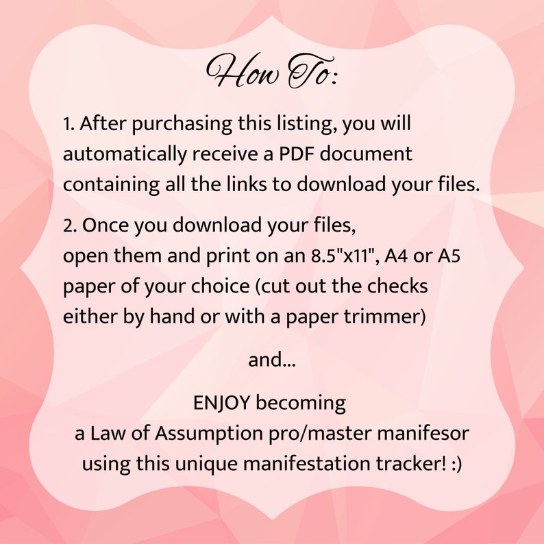 PRINTABLE Law of Assumption Manifestation Tracker | Manifestation ...