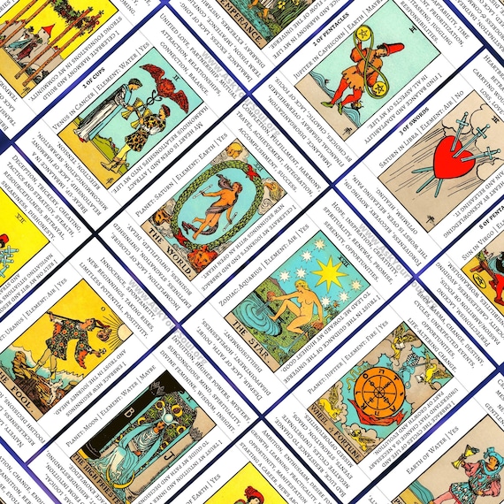 PRINTABLE Rider-waite Tarot Cards With Keywords PDF Upright