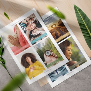 May include: Several soul cards are displayed, featuring images and text. The cards include phrases like "The Power of Prayer," "The Power of Humor," and "Express Gratitude." The website address is also visible on the cards.