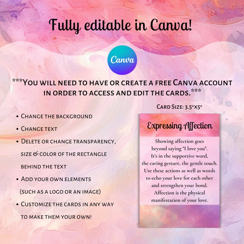62 Editable Love Wisdom Oracle Cards Pink Canva Template Commercial and ...