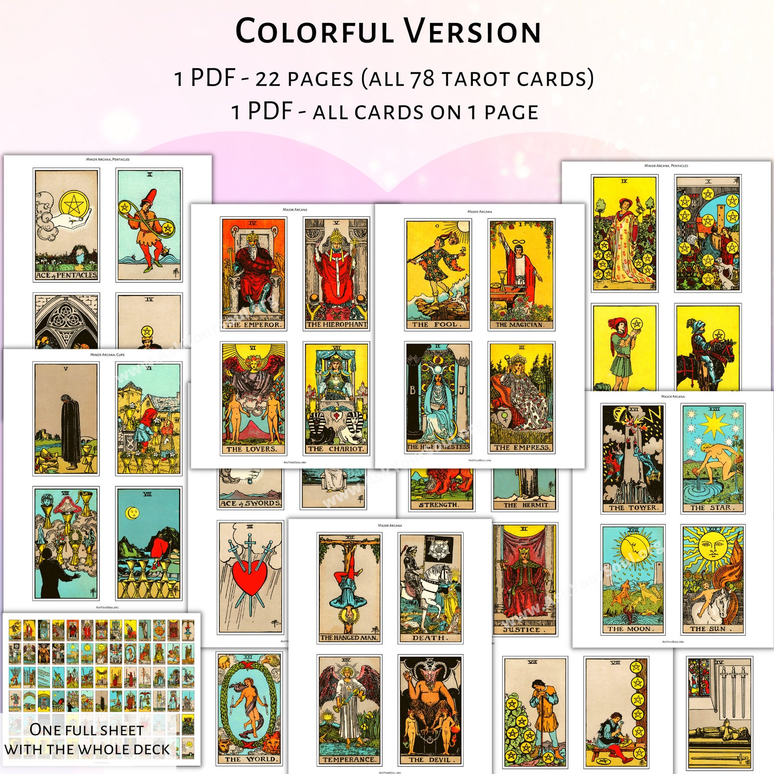 PRINTABLE Tarot &amp; Oracle Card Journal RWS Tarot Cards Daily, Weekly ...