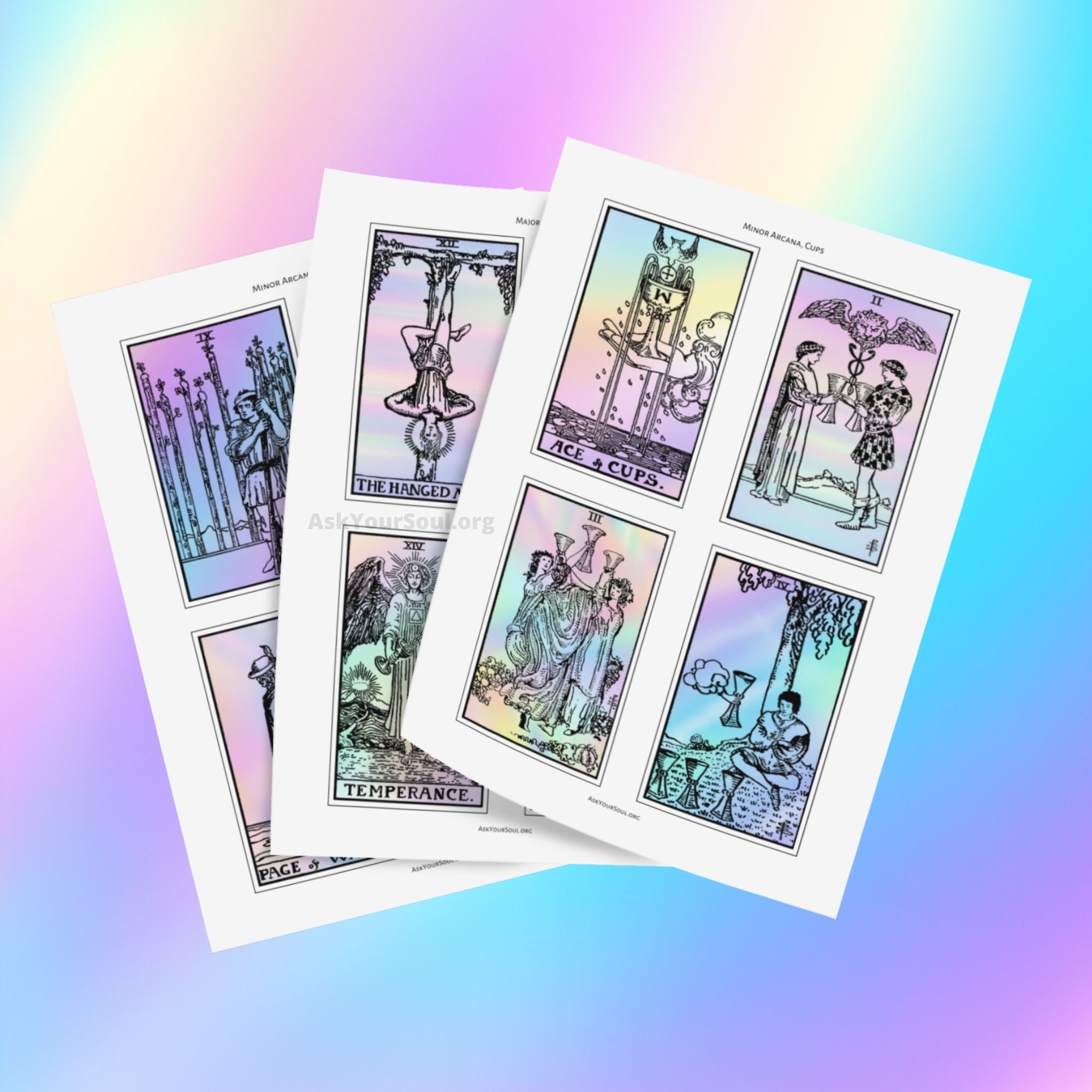 PRINTABLE Rider-waite Tarot Cards holographic Background - Etsy