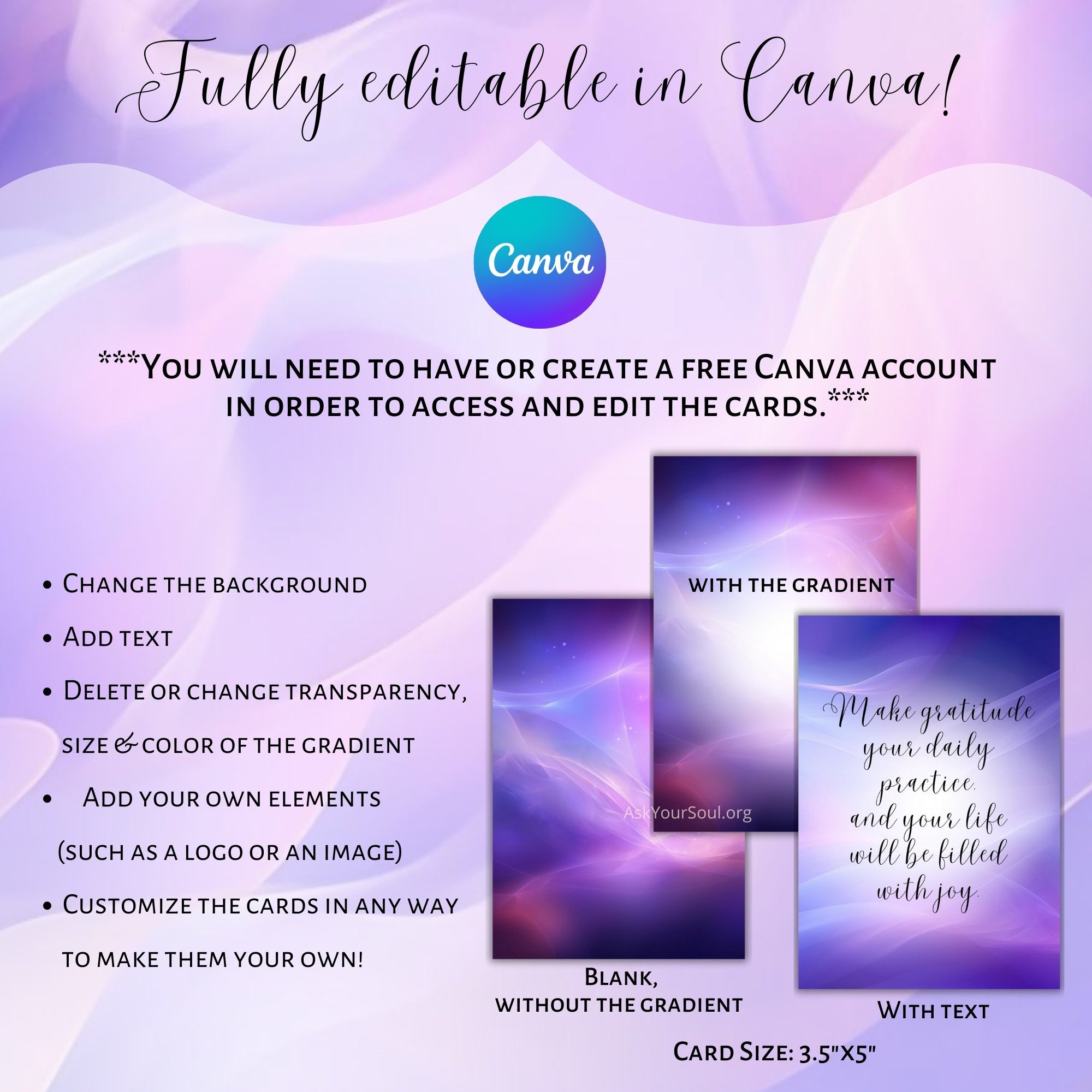 Editable Messages From the Universe Cards Canva Template Commercial and ...