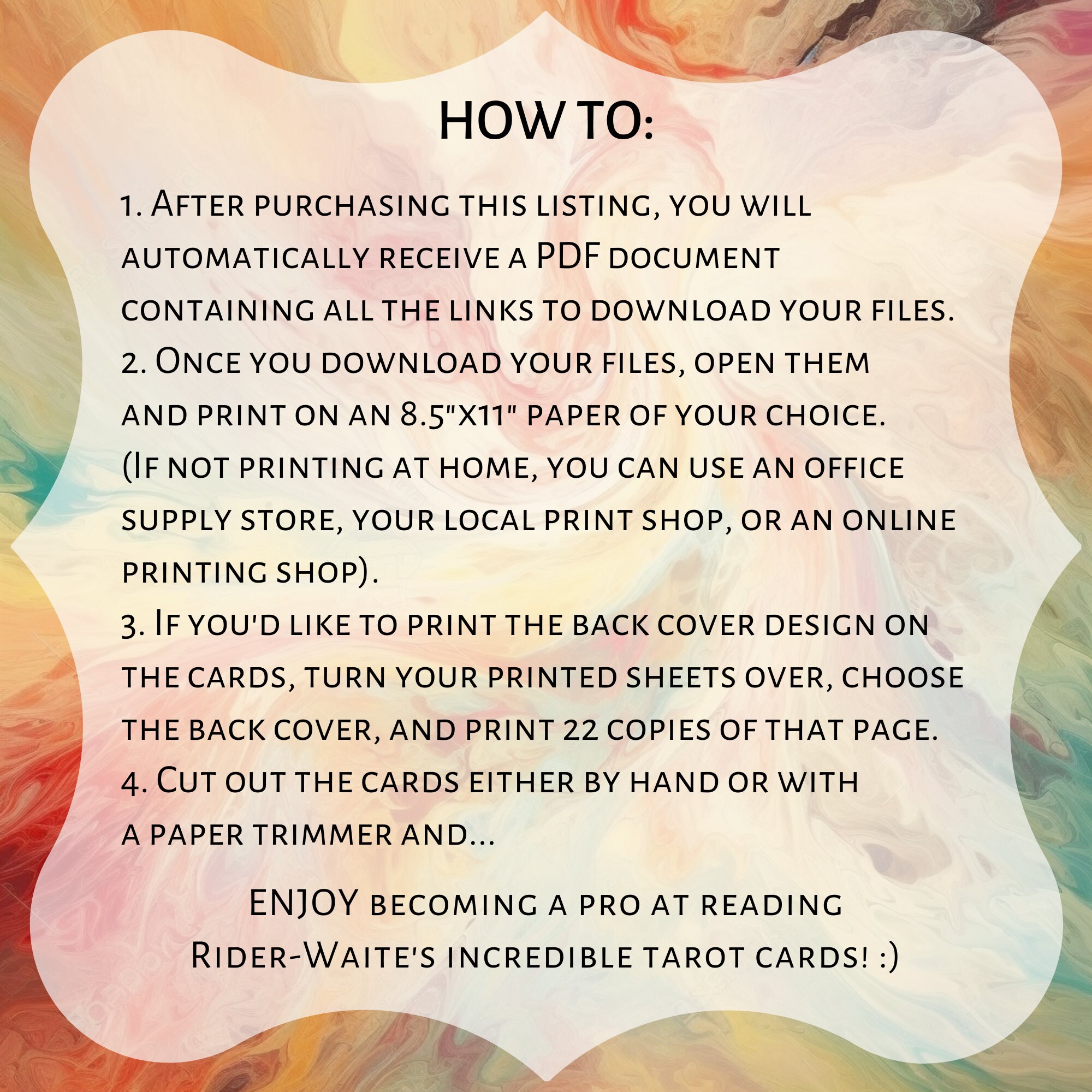 PRINTABLE Rider-waite Tarot Cards With Keywords PDF Upright and ...