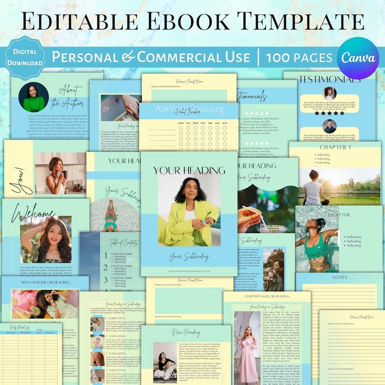 Editable Ebook 100 Pages Canva Template Commercial Personal Use Life ...