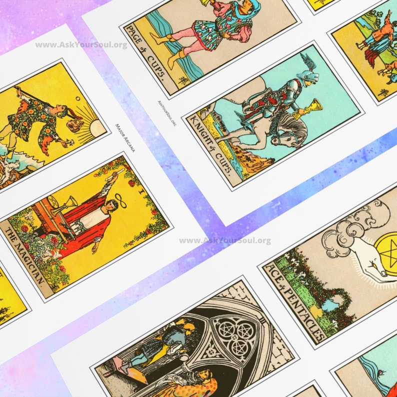 PRINTABLE Rider-waite Tarot Cards color and Black &amp; White Printable ...