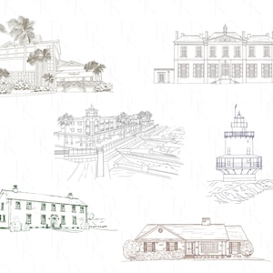 Wedding Venue Line Drawing (Digital File), Venue Sketch, Wedding Venue Illustration