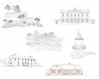 Custom Wedding Venue Line Art: Unique Venue Sketch (Digital File)