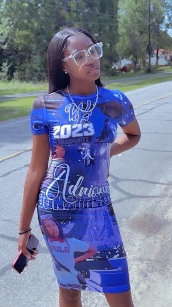 All Over Printed Graduation Dress | 3D Below the Knee Bodycon |  Personalized Senior Dress - Etsy Israel