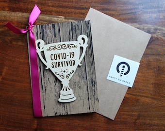 Covid 19 Survivor trophy Greeting Card