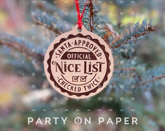 Santa's Nice List Ornament, personalized