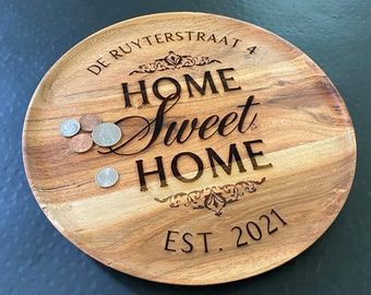 Round Wood Personalized Tray