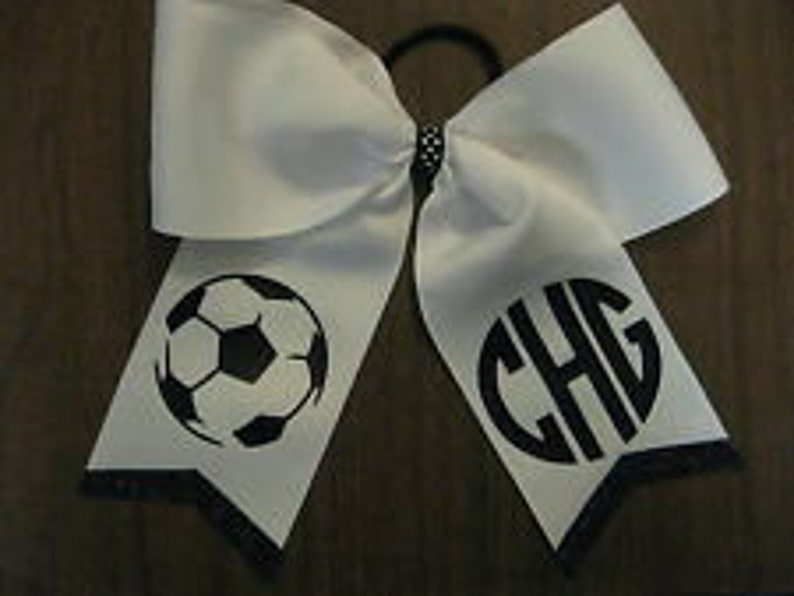 Soccer Cheer Style Hair Bow with Monogram