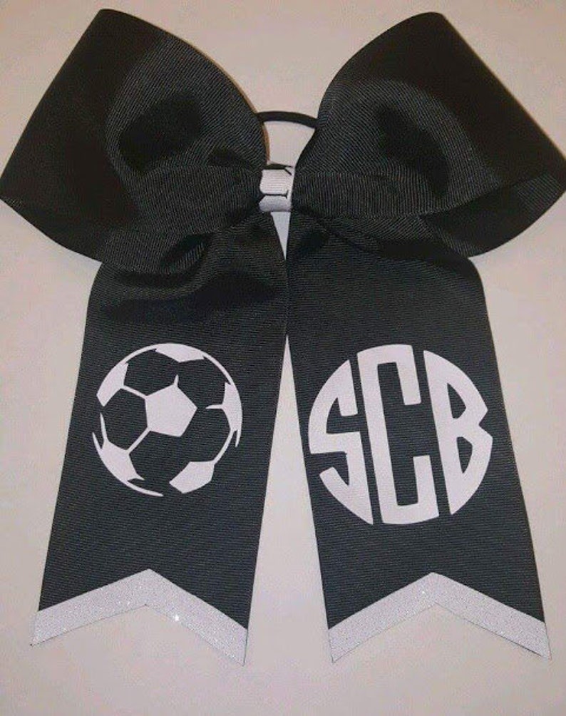 Soccer Cheer Style Hair Bow with Monogram