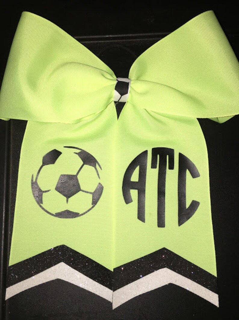 Soccer Cheer Style Hair Bow with Monogram