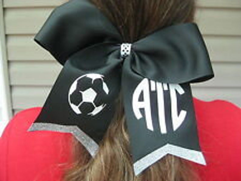 Soccer Cheer Style Hair Bow with Monogram