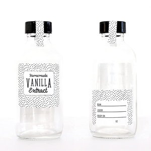 Vanilla Extract Labels for 2 oz bottle - 1.8" x 1.7" - Write-In - Speckled - Handmade by Conquest of Happiness